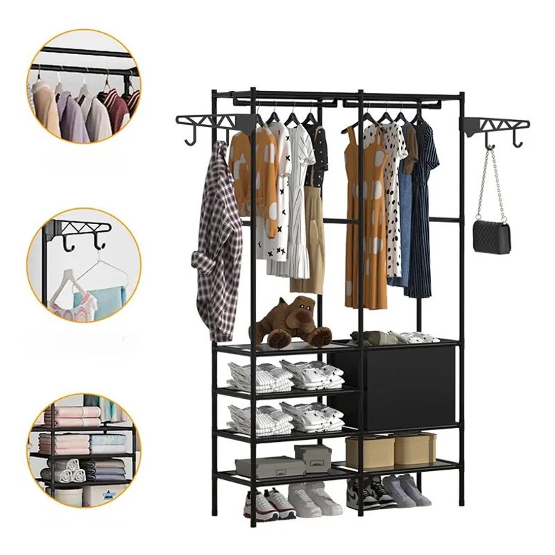 GENERICO - ORGANIZADOR DE ROPA X2 ESTANTES Y BARRAS DE COLGAR - metálico