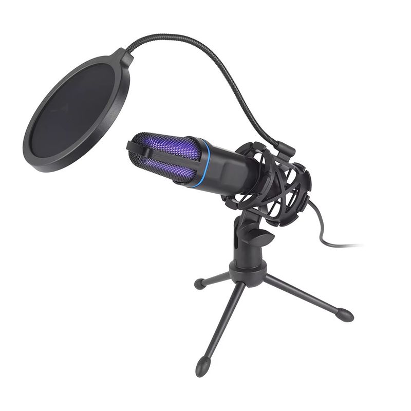 GENERICO - Micrófono Condensador Streaming Rgb Cancelación De Ruido USB