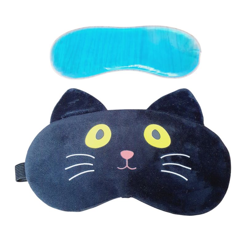 GENERICO - Tapa Ojos Gato Negro Antifaz Para Dormir Anteojos Fieltro Gel Frio
