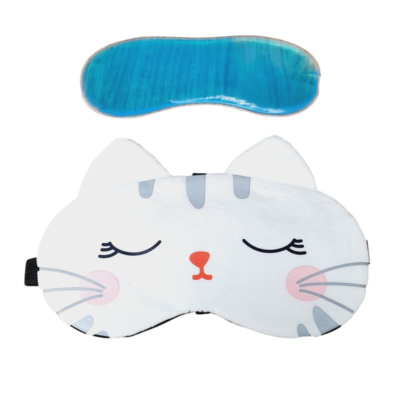 GENERICO - Tapa Ojos Gato Blanco Antifaz Para Dormir Anteojos Fieltro Gel Frio