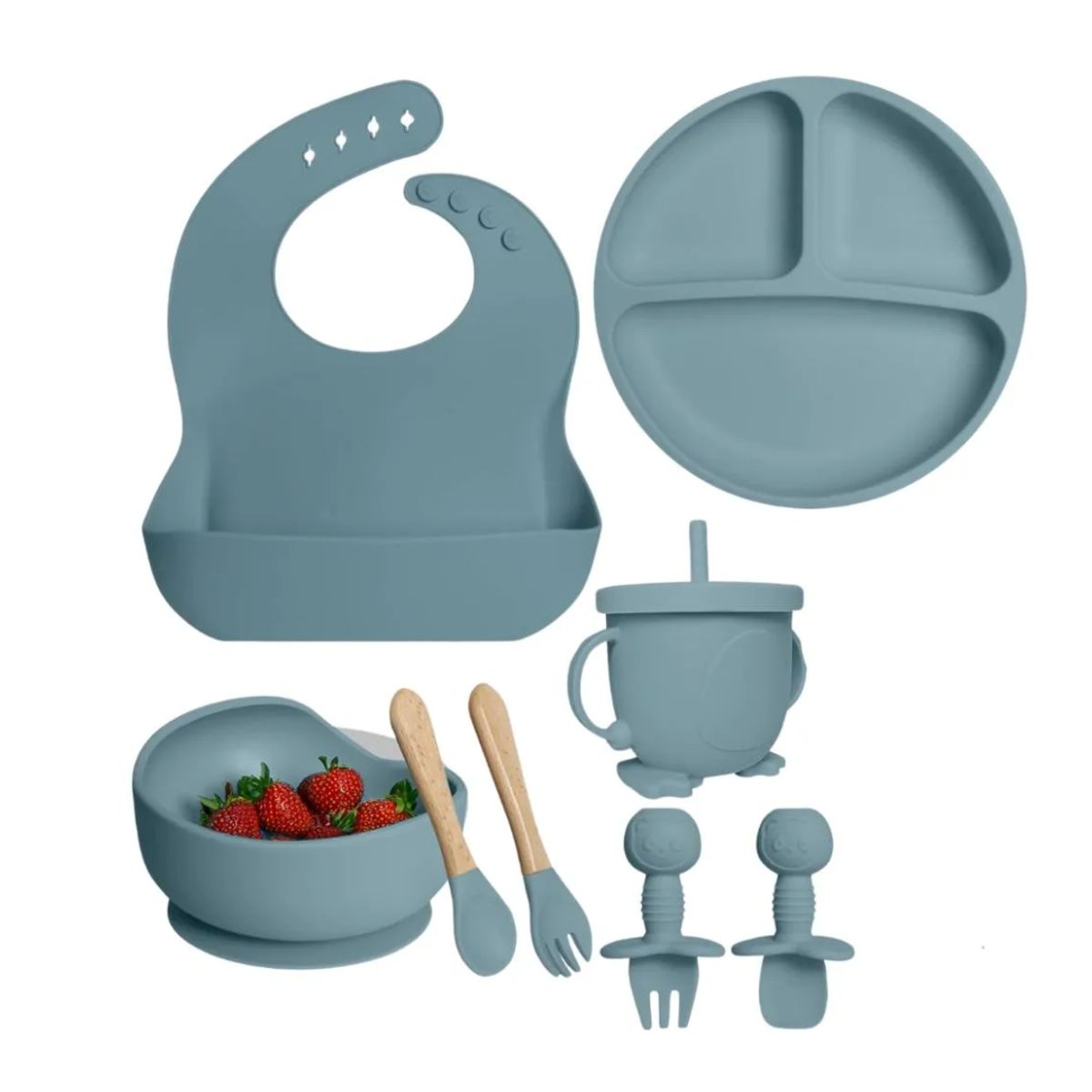 GENERICO - Juego De Vajilla Para Bebes Antideslizantes Silicona 8 Piezas para NIÑO