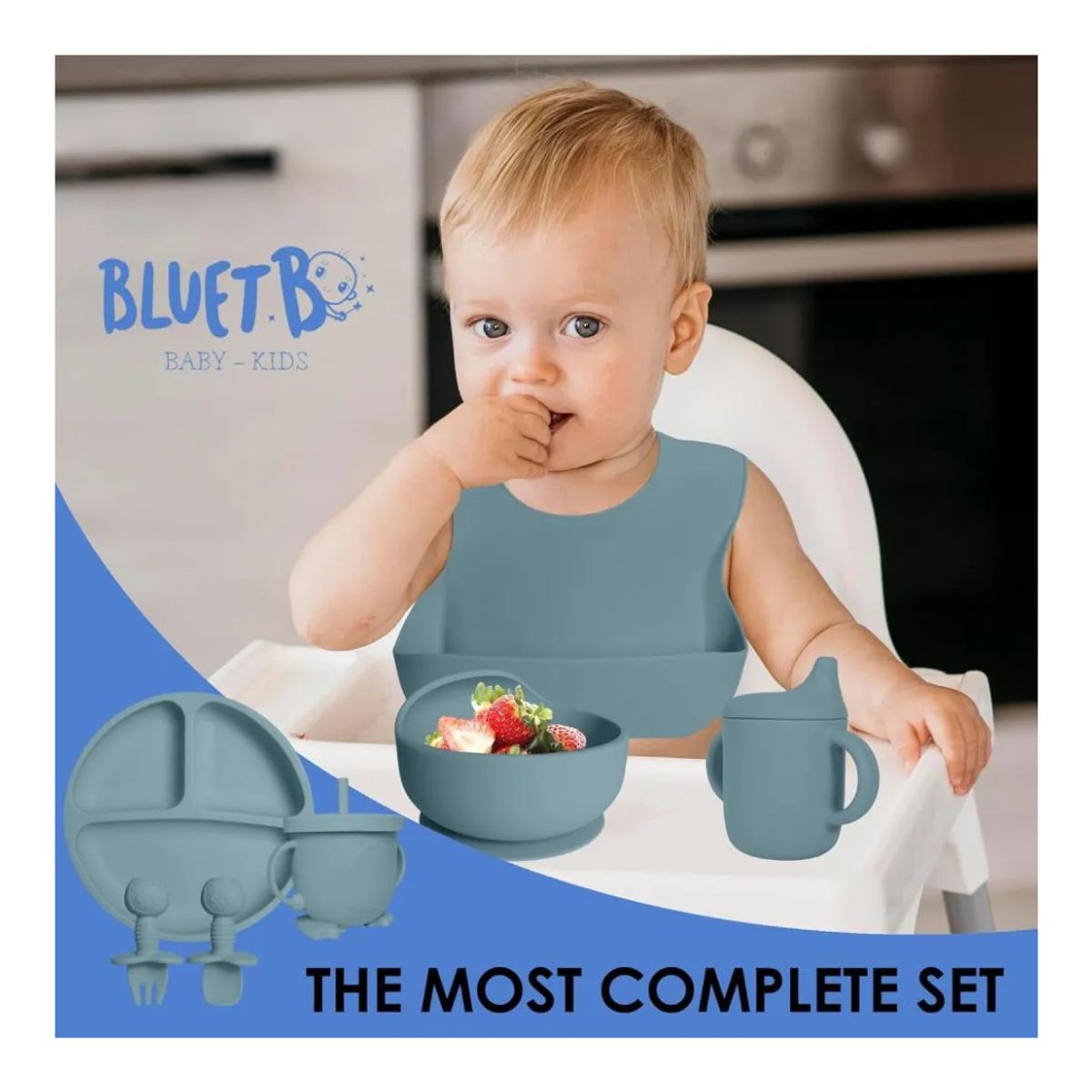 GENERICO - Juego De Vajilla Para Bebes Antideslizantes Silicona 8 Piezas para NIÑO