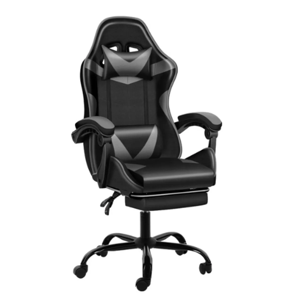 GENERICO - Silla Gamer Ergonomica Con Posapies Color Negro con Gris