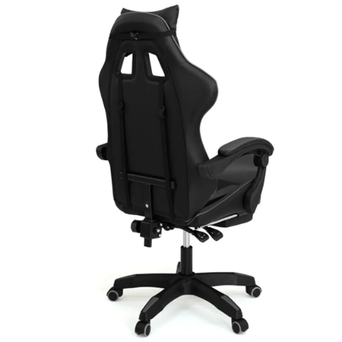 GENERICO - Silla Gamer Ergonomica Con Posapies Color Negro con Gris