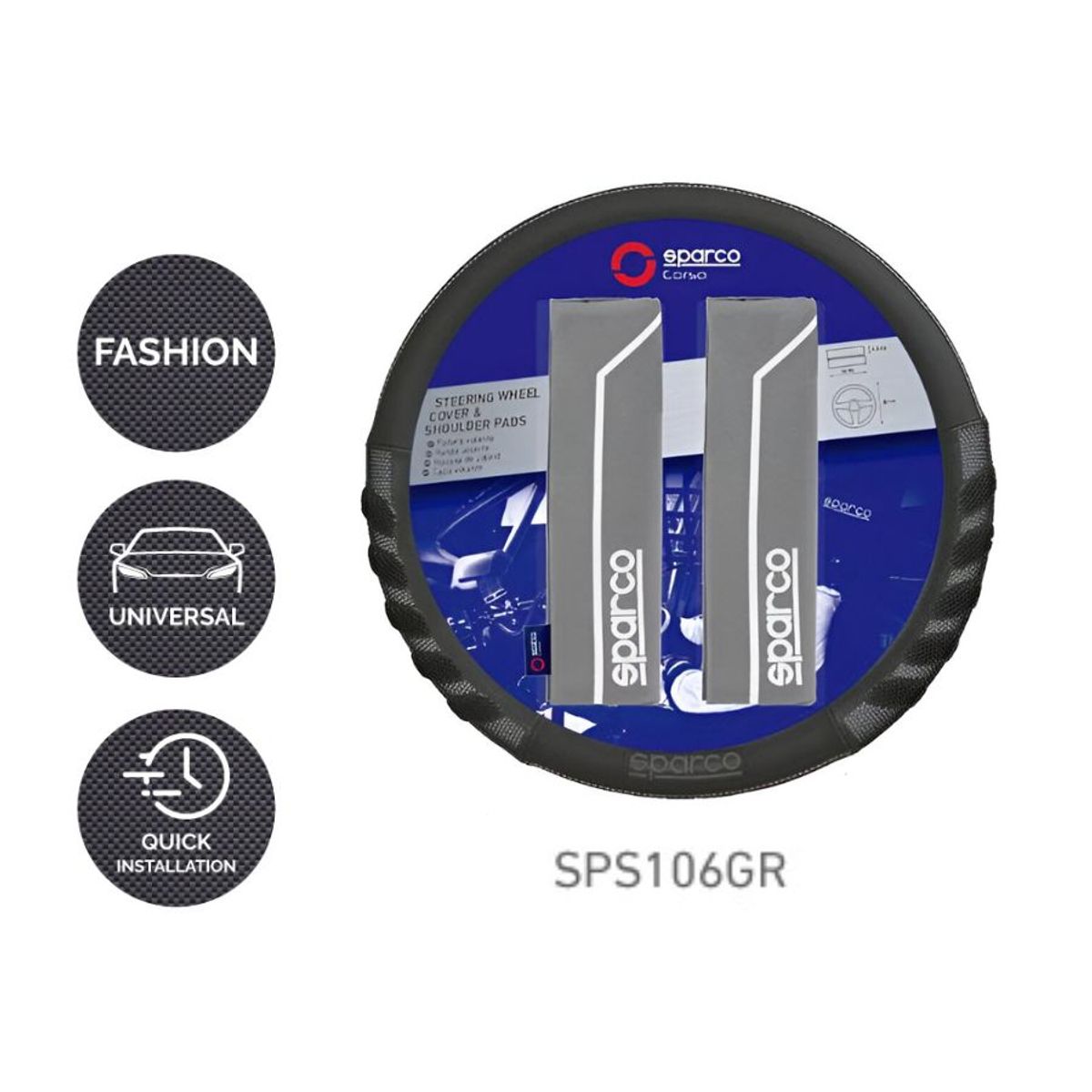 SPARCO - Cubre Volante PVC + Cubre Cinturon PES Gris Sparco SPS106GR