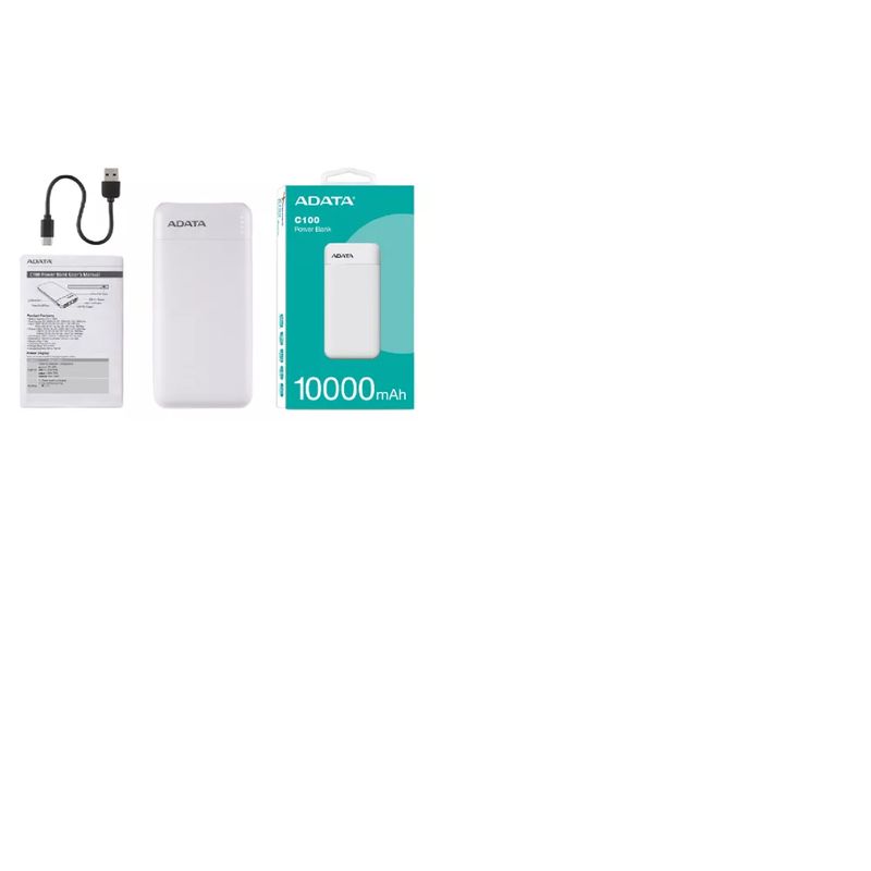 ADATA - POWER BANK ADATA C100 -10000mAh Carga rápida 20w BLANCA