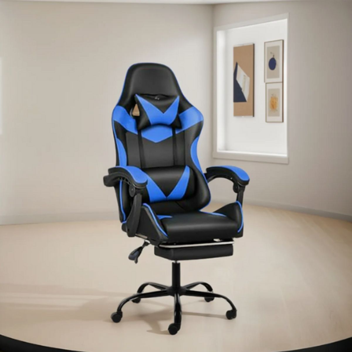 GENERICO - Silla Gamer Ergonomica Color Negro con Azul