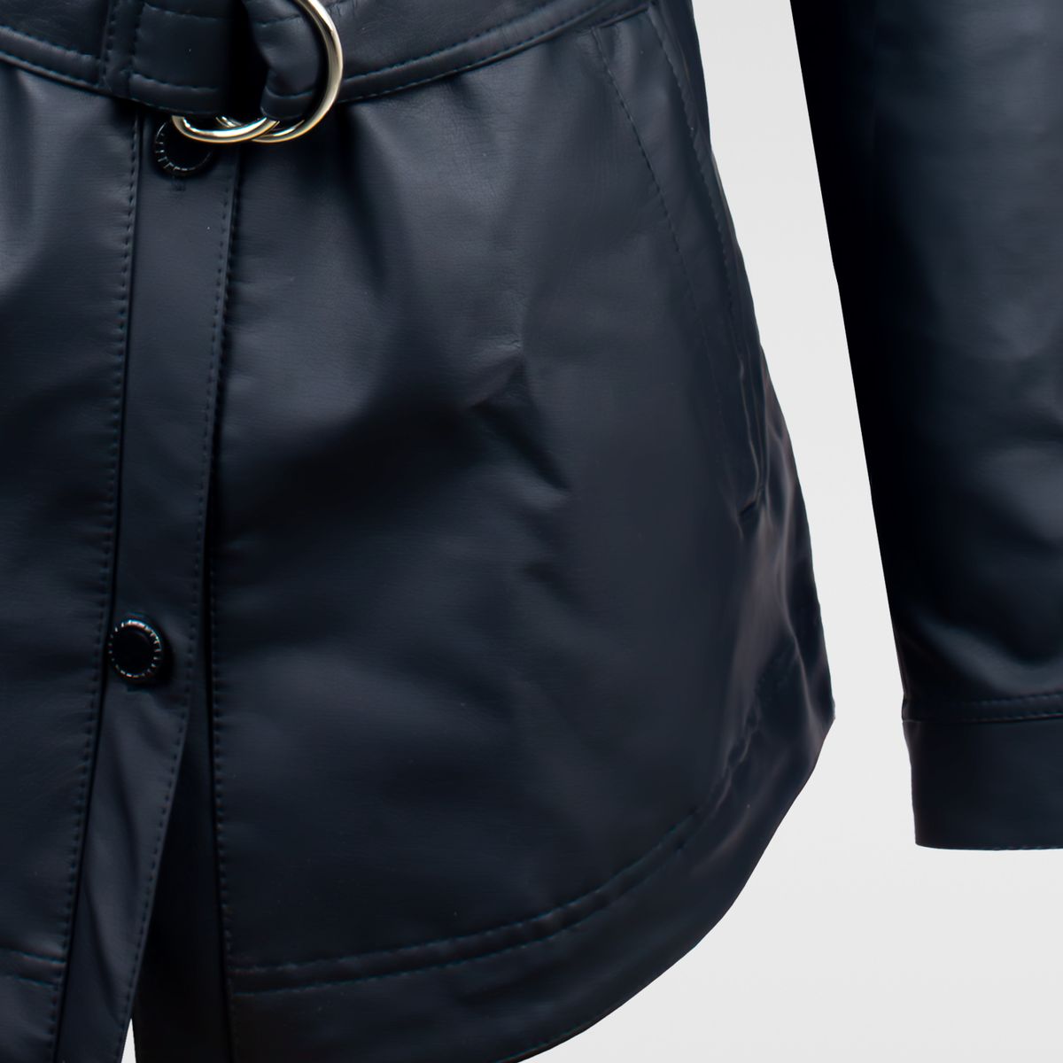 SYK - Chaqueta Gabán Camisero Mujer en Cuerotex Negro