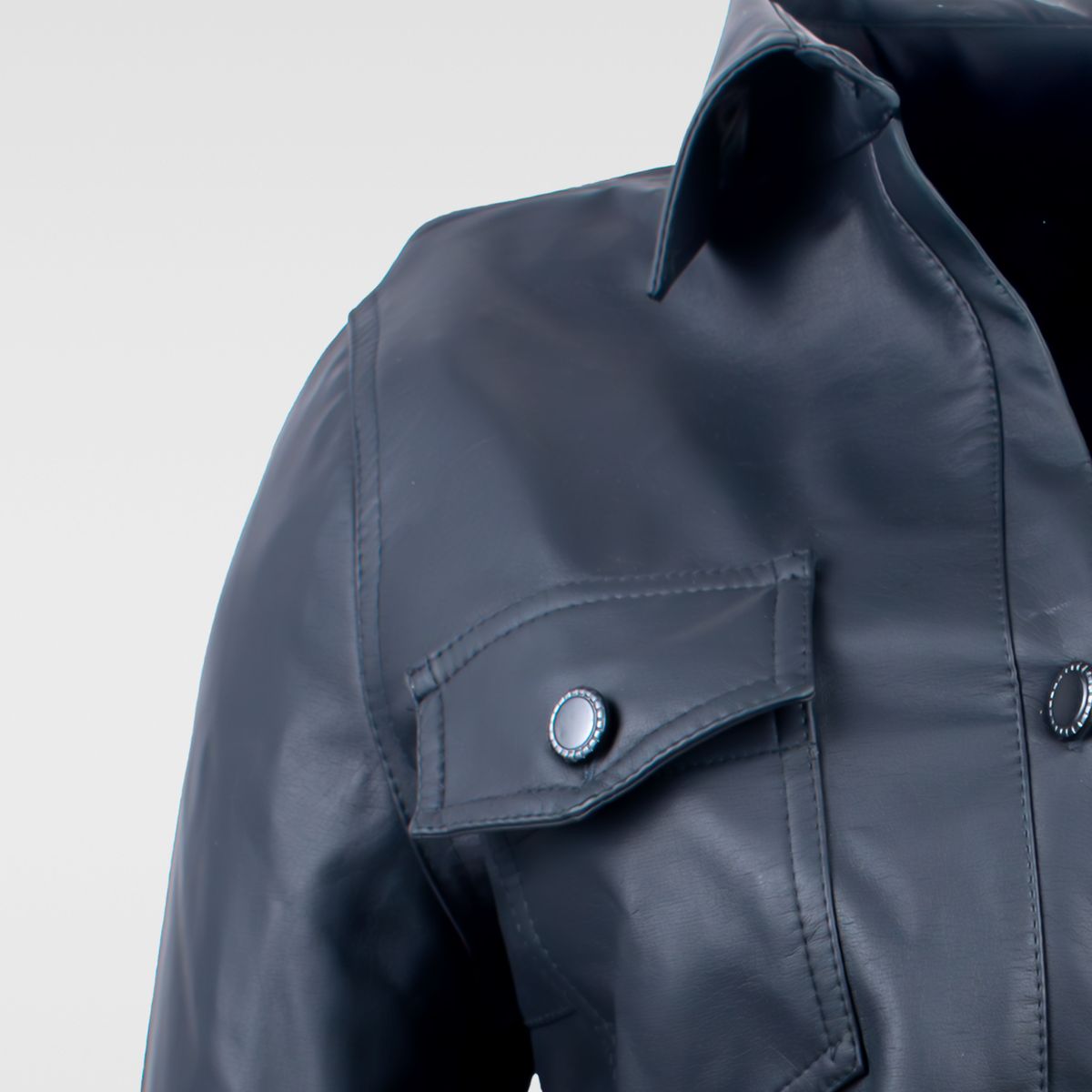 SYK - Chaqueta Gabán Camisero Mujer en Cuerotex Negro