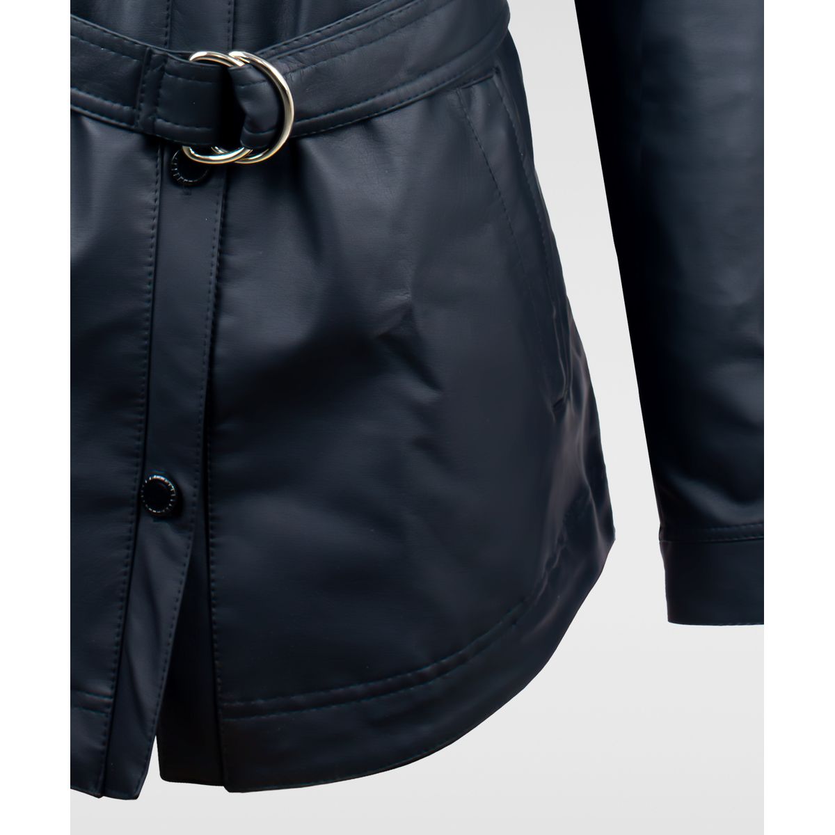 SYK - Chaqueta Gabán Camisero Mujer en Cuerotex Negro