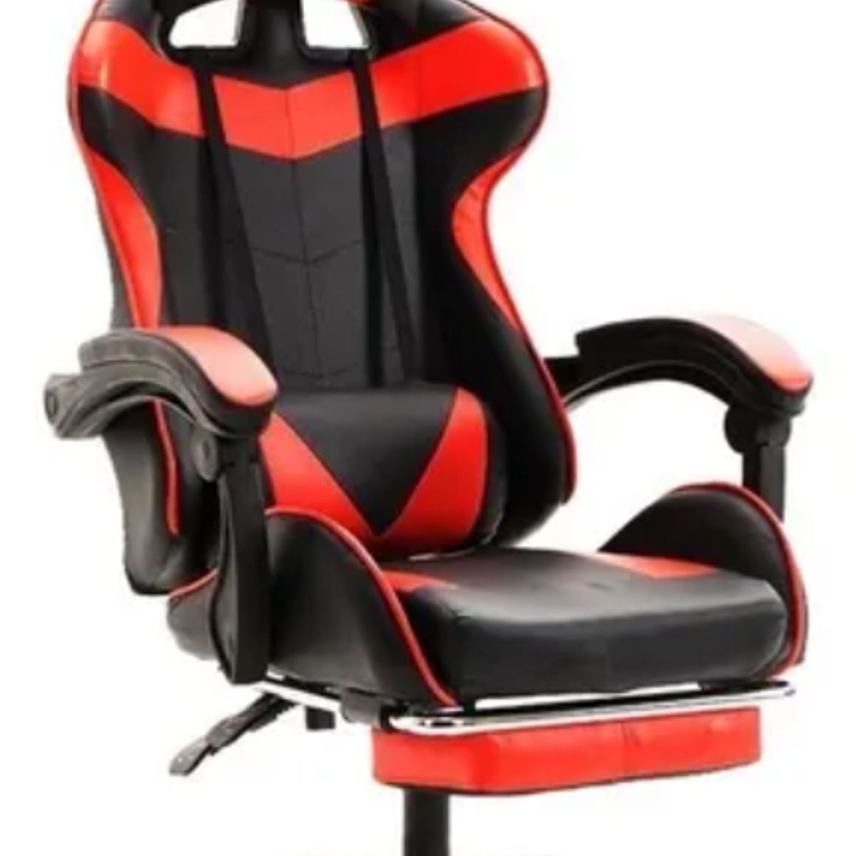GENERICO - Silla Gamer Ergonomica Con Reposapies Color Negro Con Rojo