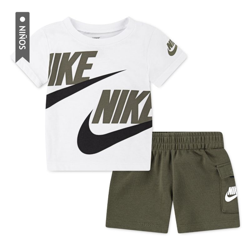 NIKE - Conjunto Nike B Nsw Hbr Cargo Short Infantes-Blanco/Verde