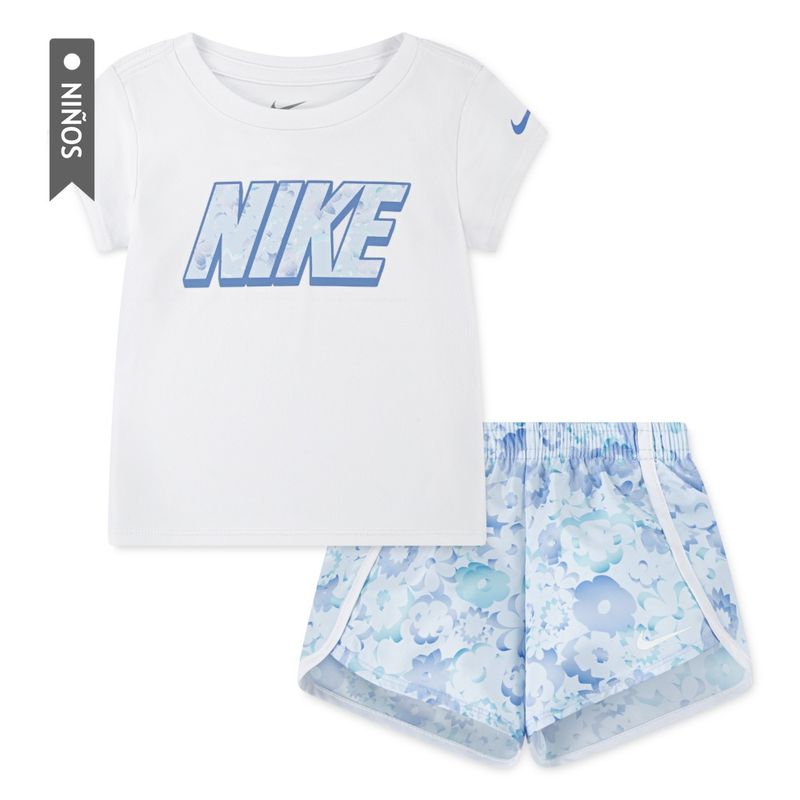 NIKE - Conjunto Nike Flow-Ral Aop Sprinter Set Niña-Blanco/Azul
