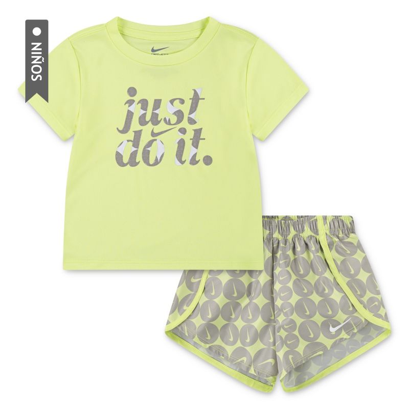 NIKE - Conjunto Nike Essentials Aop Sprinter Se Niña-Verde/Gris