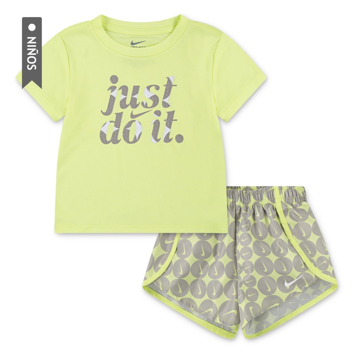 NIKE - Conjunto Nike Essentials Aop Sprinter Se Niña-Verde/Gris