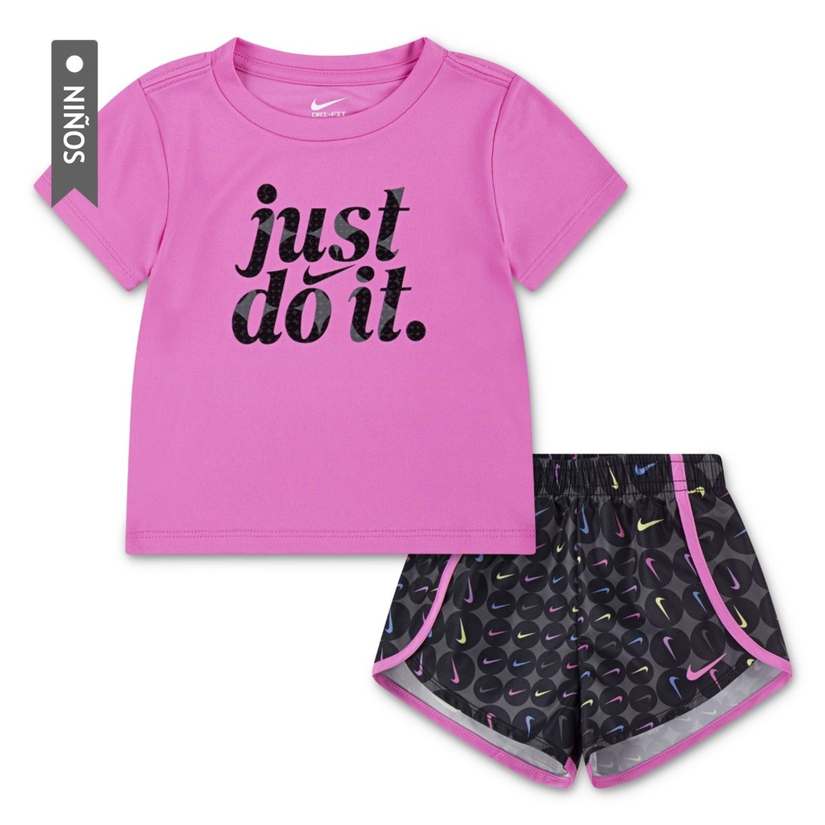 NIKE - Conjunto Nike Essentials Aop Sprinter Se Niña-Fucsia/Negro