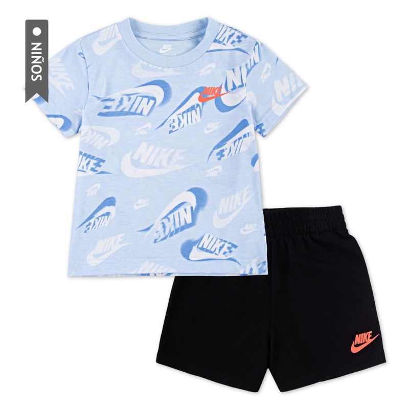 NIKE - Conjunto Nike B Nsw On The Move Aop Ft S Niño-Azul/Negro