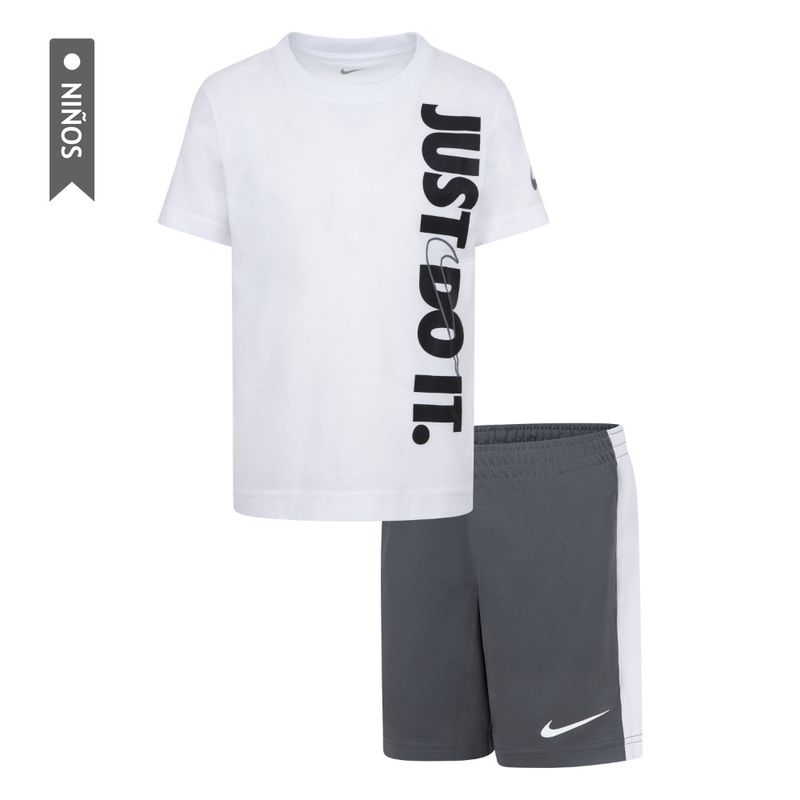 NIKE - Conjunto Nike Jdi Top And Short Set Niño-Blanco/Gris