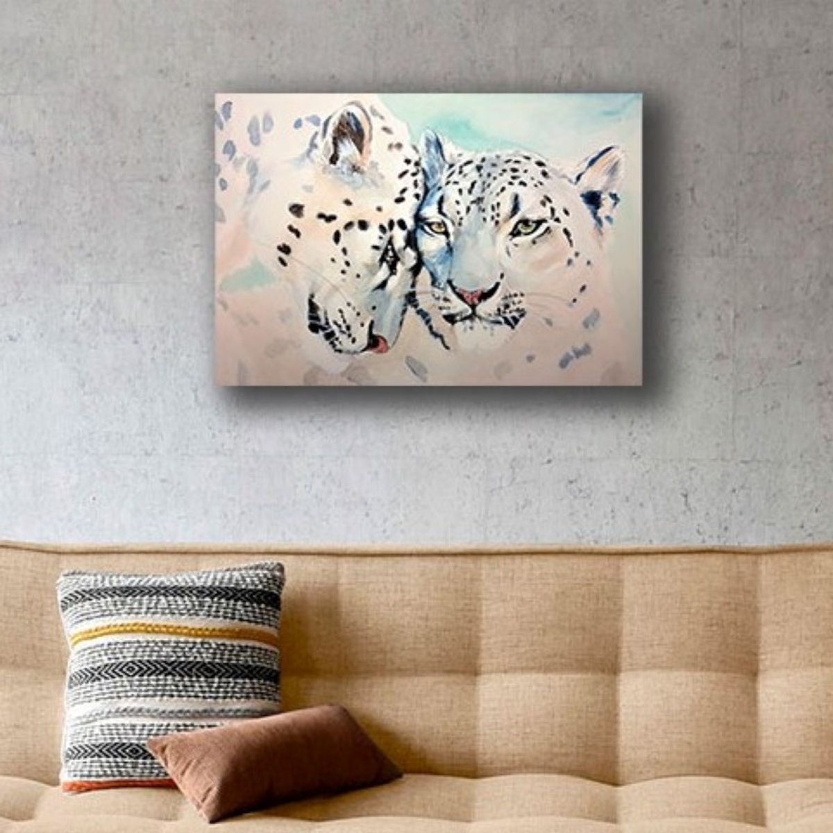 VENECIA - Cuadro Decorativo Leopardo Acuarela M 70x45 cm - impresion en Tela