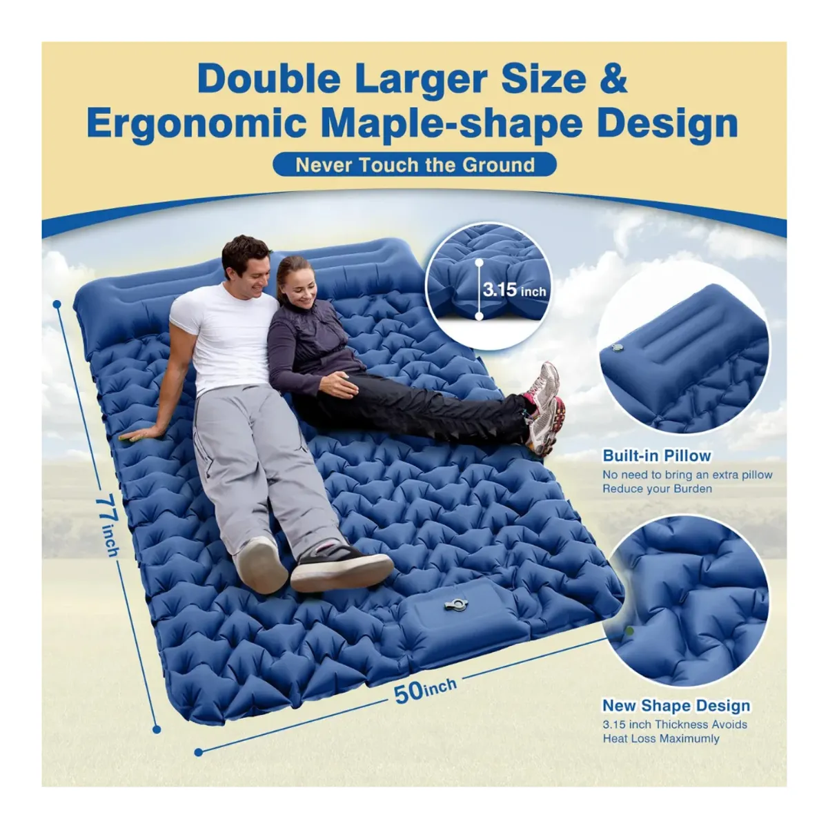 GENERICO - Calanofin Almohadilla De Dormir Doble Para Camping Inflable
