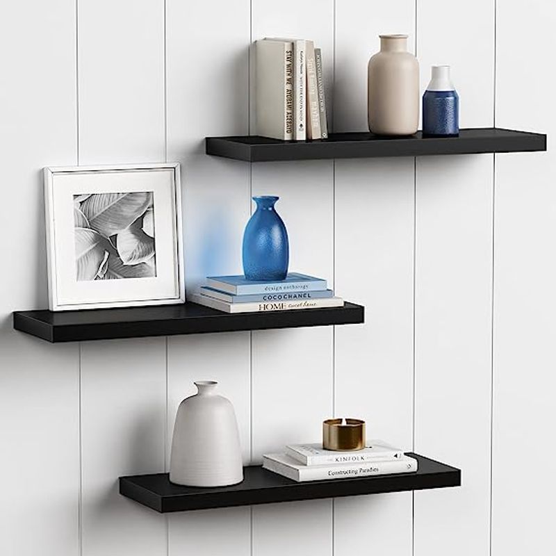 GENERICO - Set x3 Repisas Flotantes Modernas Negro de 50cm - Decoracion hogar