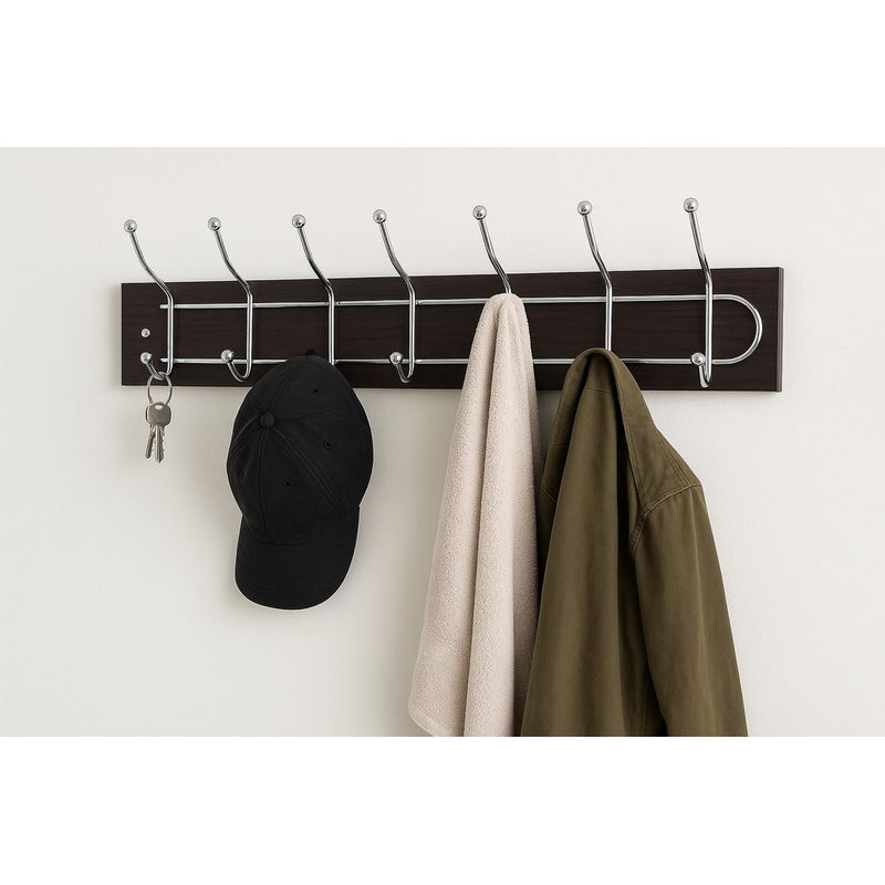 GENERICO - Perchero De Pared Con 7 Ganchos Metálicos Color Wengue