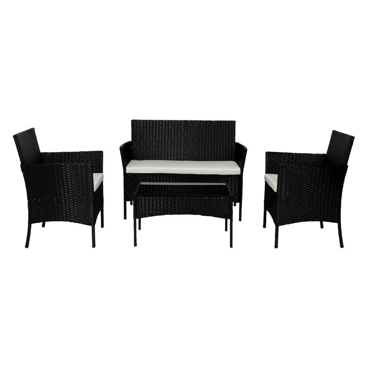 RTA DESIGN - Juego de Sala Exterior Zafiro Negro y Blanco con Dos Sillas de Una Plaza
