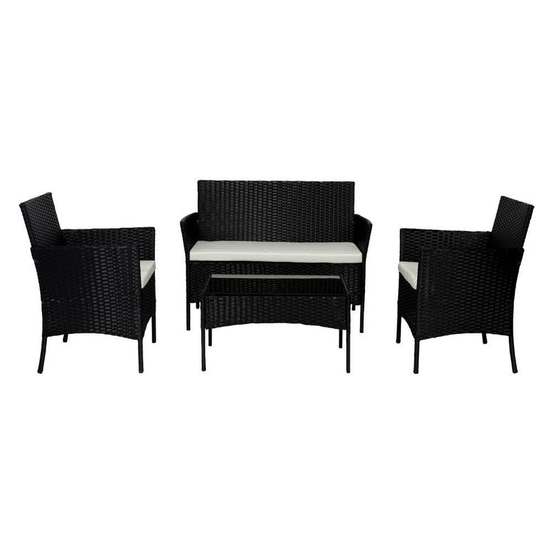 RTA DESIGN - Juego de Sala Exterior Zafiro Negro y Blanco con Dos Sillas de Una Plaza