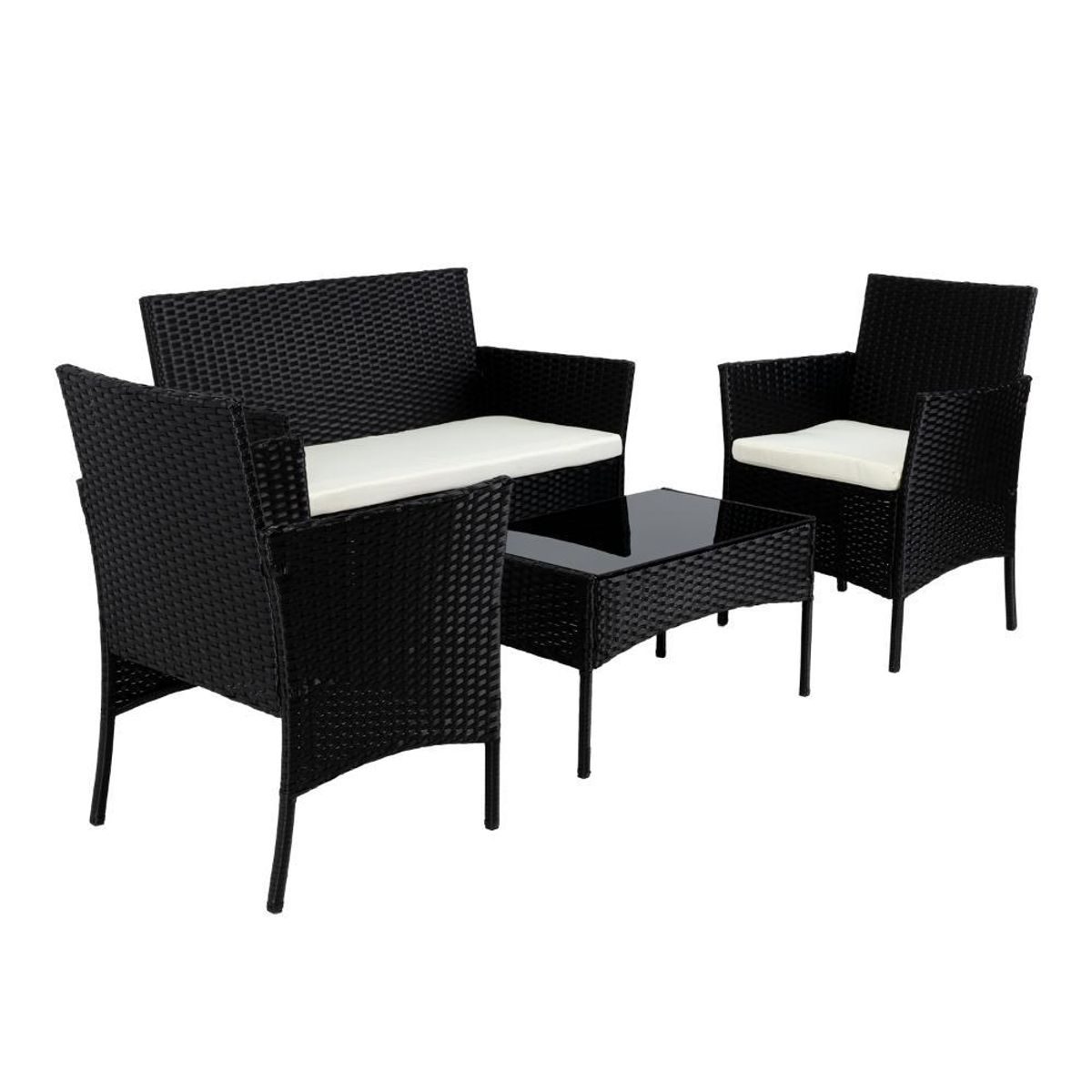 RTA DESIGN - Juego de Sala Exterior Zafiro Negro y Blanco con Dos Sillas de Una Plaza