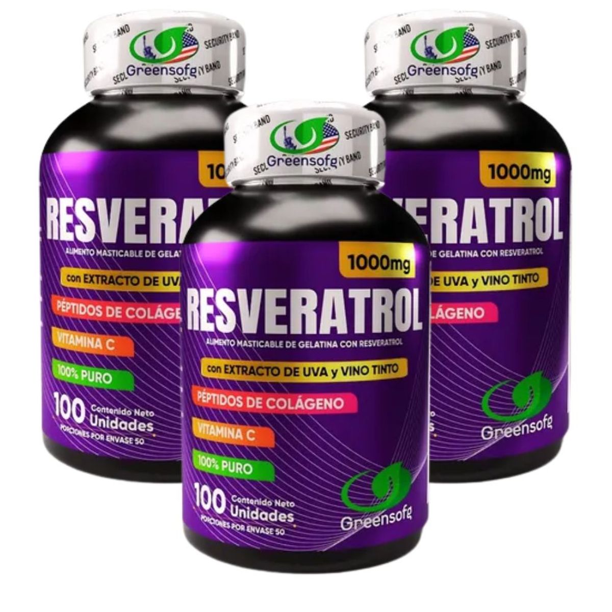 NATURAL ENERGY PRODUCTS - Resveratrol Americano + Péptidos de Colágeno x3