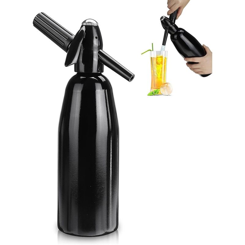 GENERICO - Maquina Sifon Gasificadora Agua Carbonatada Con Gas 1 Litro Negro