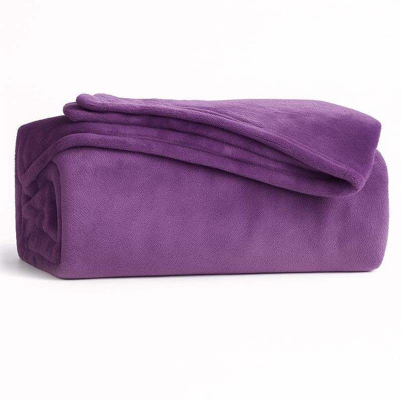 GENERICO - Manta de Microfibra Peluche Morado Cama Doble 185x220 Morado