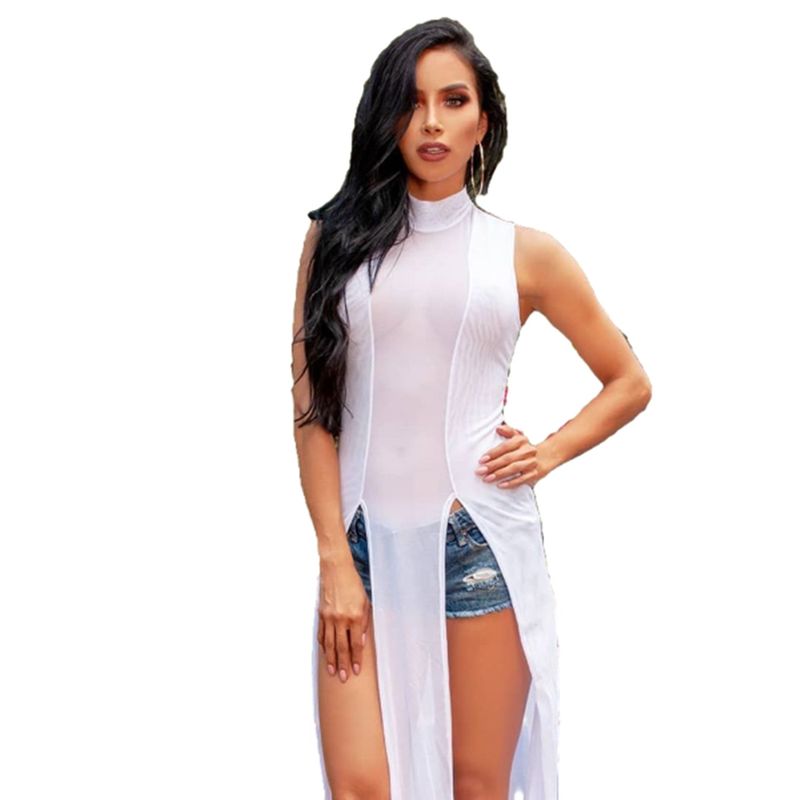 VIA7 - Blusa malla manga siza escote piernas