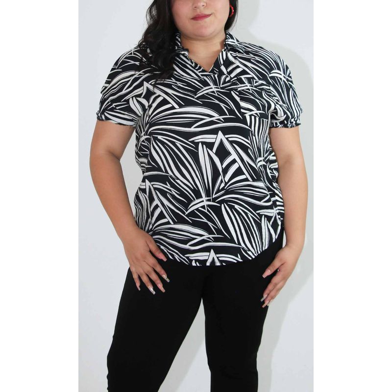 L Y H - Blusa Para Mujer Manga Corta Negro Marca L&H