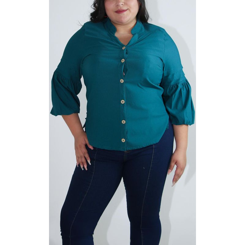 L Y H - Blusa Para Mujer Manga 34 Verde Marca L&H