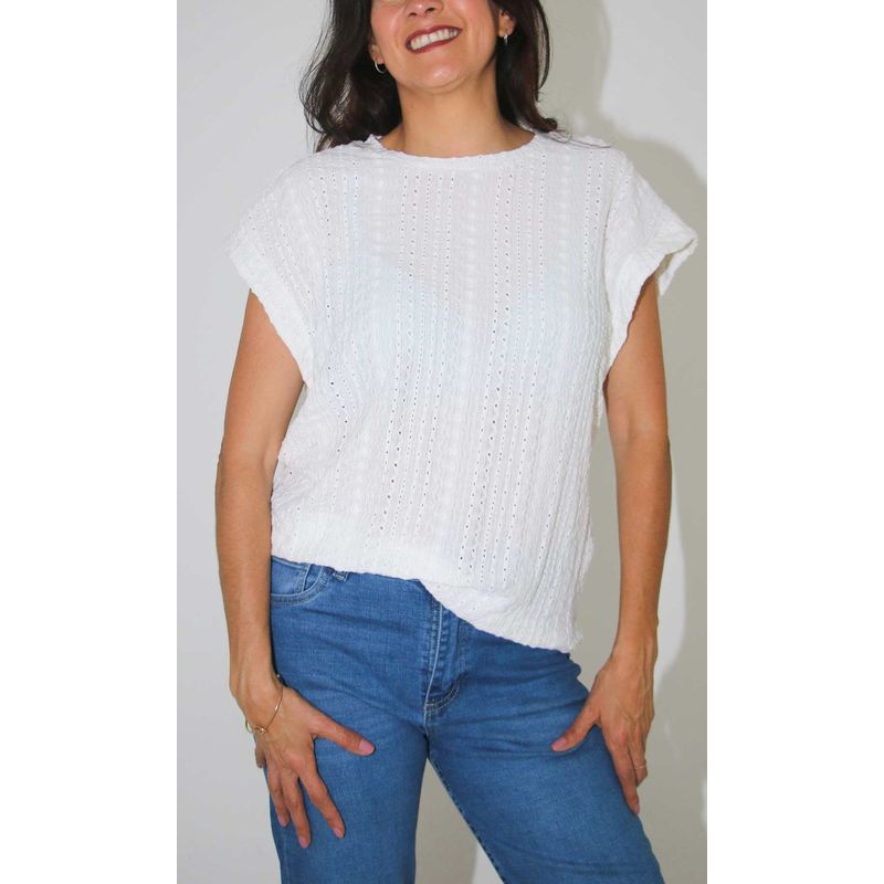 L Y H - Camiseta Para Mujer Manga Corta Blanco Marca L&H