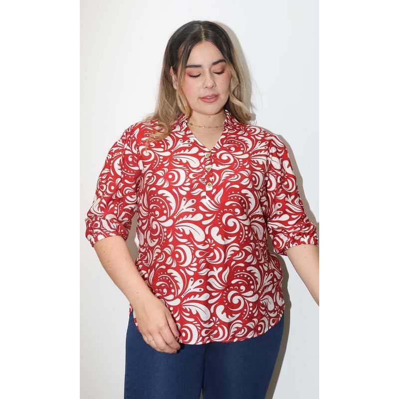 L Y H - Blusa Para Mujer Manga 34 Naranjo Marca L&H
