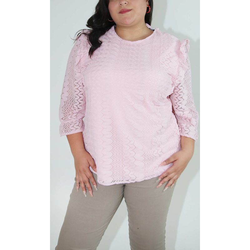 L Y H - Blusa Para Mujer Manga 34 Rosa Marca L&H