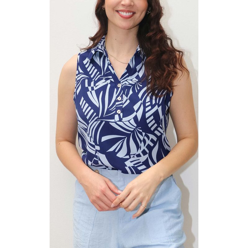 L Y H - Blusa Para Mujer Sin Manga Azul Marca L&H