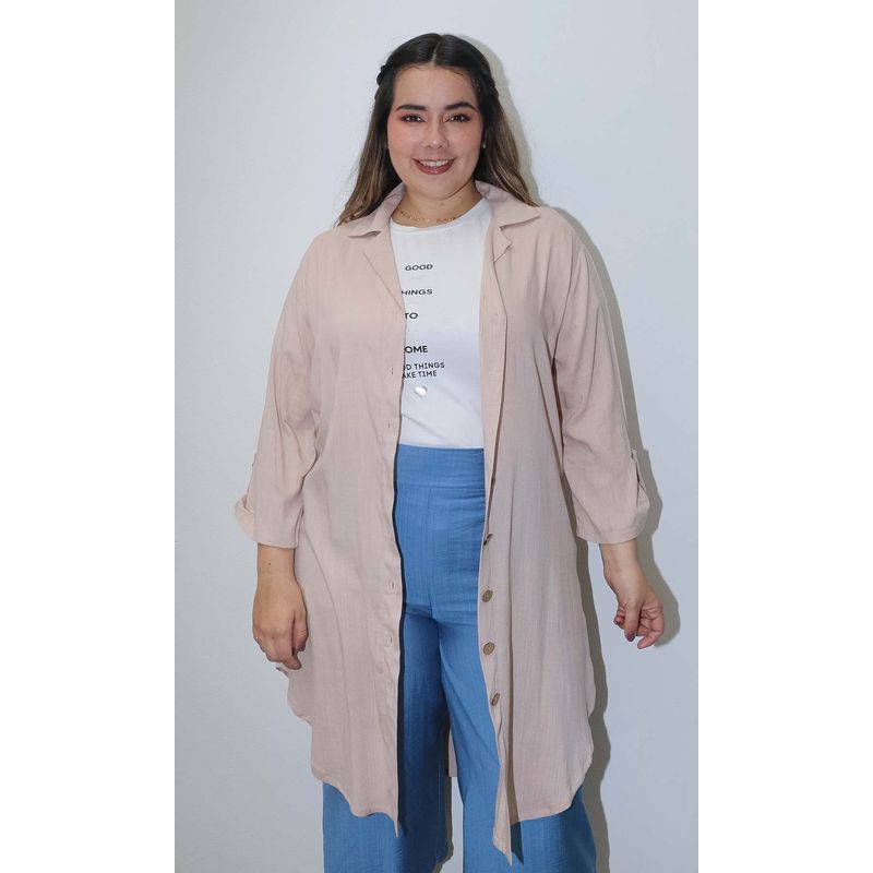 L Y H - Bluson Para Mujer Manga Corta Beige Marca L&H