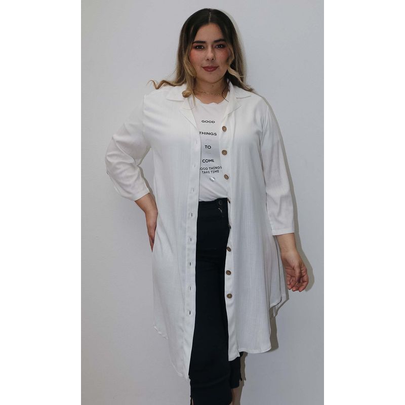 L Y H - Bluson Para Mujer Manga Corta Blanco Marca L&H