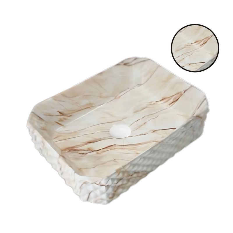 GENERICO - Lavamanos Sobreponer Rectangular Mármol Beige Texturizado