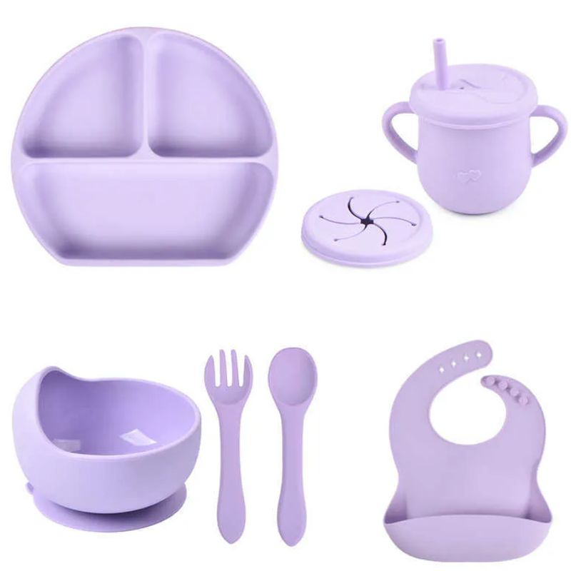 BEBESIT - KIT VAJILLA DE ALIMENTACION PARA BEBES CERTIFICADO LIBRE BPA LILA