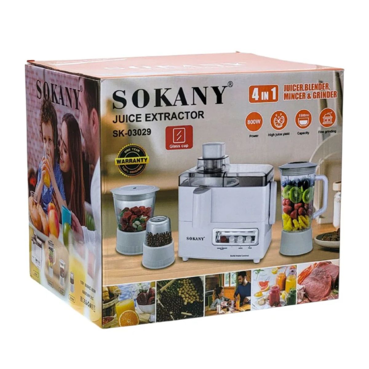 SOKANY - MAQUINA EXTRACTOR DE JUGO 4 EN 1, SK-03029 Sokany