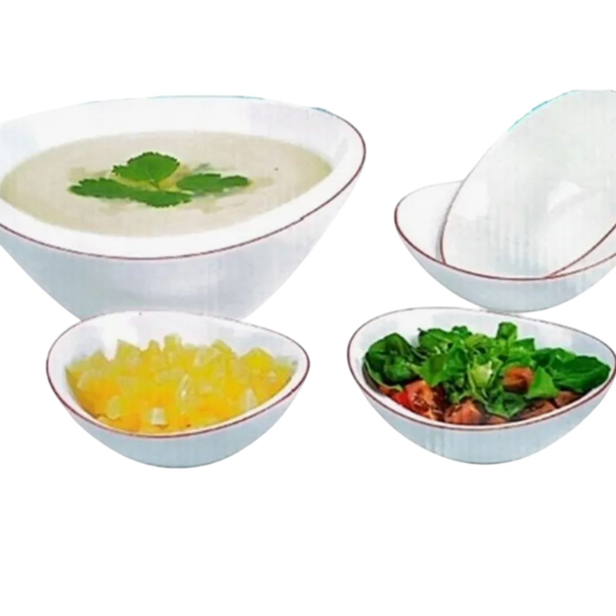 HOME ELEMENTS - Set X 5 Recipientes Tazas Bowls Vitrocerámica Home Elements