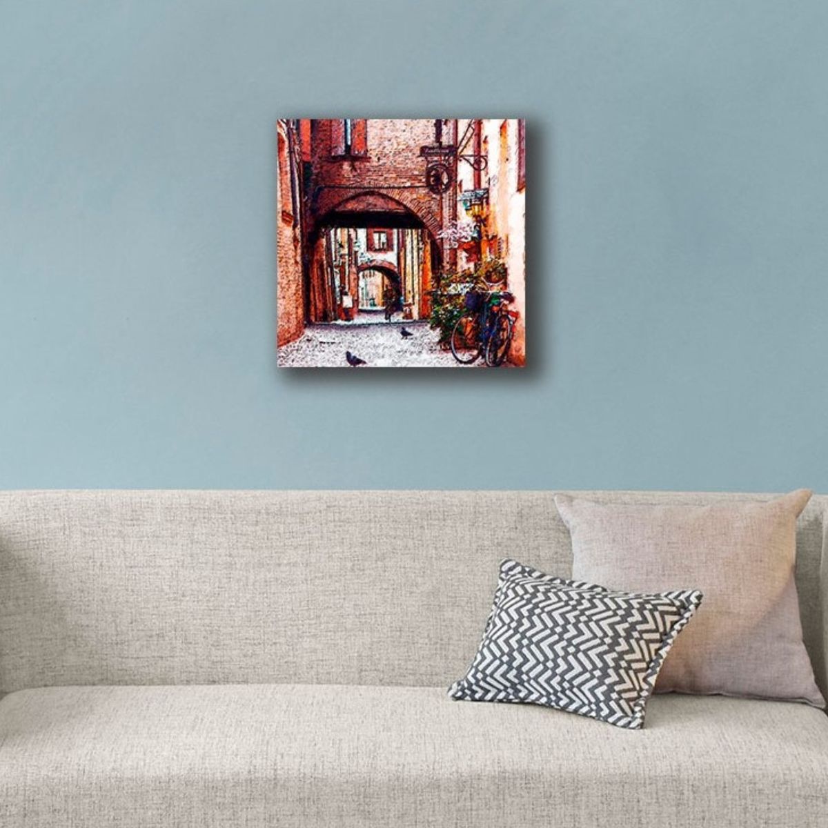 VENECIA - Cuadro Decorativo Calle Antigua L 60x60 cm - impresion Tela Poliester