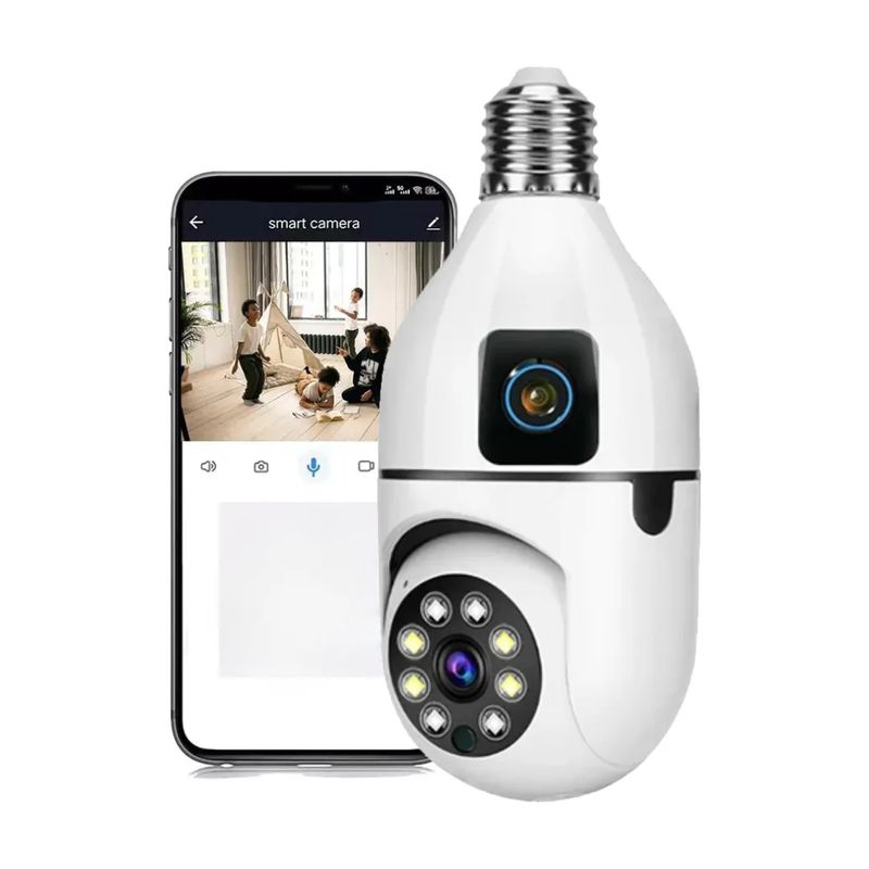 GENERICO - Cámara Bombilla Wifi Doble Lente 360° V380 Pro 24GHz