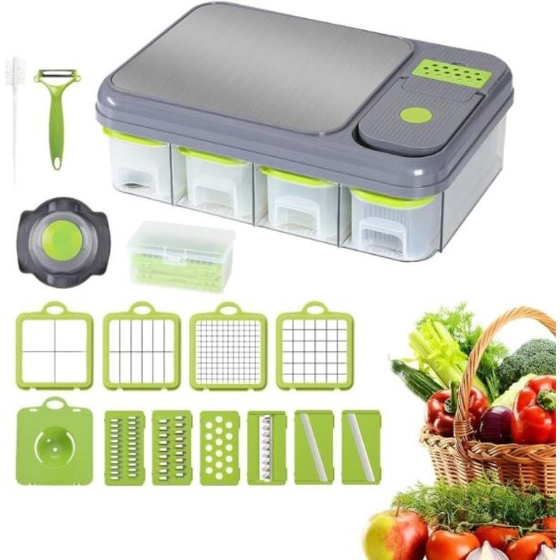 GENERICO - Picador Cortador De Verduras Vegetales Multiusos 28 En 1 Tabla Picar