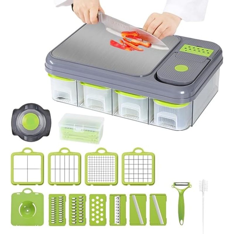 GENERICO - Picador Cortador De Verduras Vegetales Multiusos 28 En 1 Tabla Picar