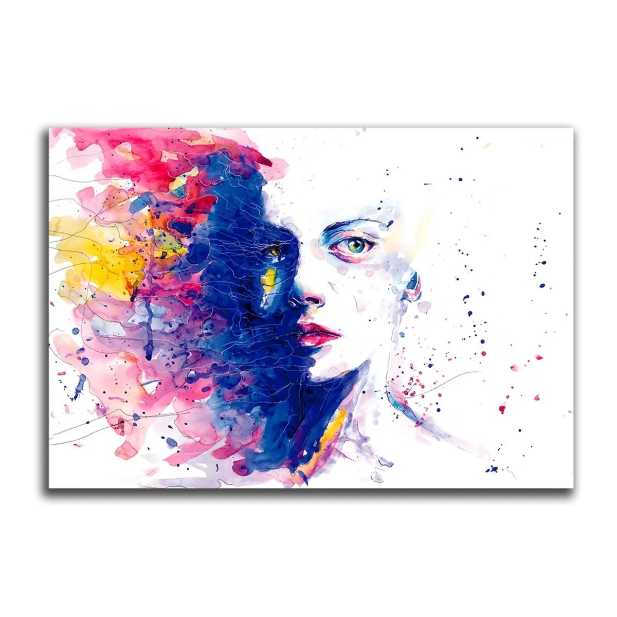 VENECIA - Cuadro Decorativo Rostro Acuarela XL 120x80 - impresion Tela Poliester